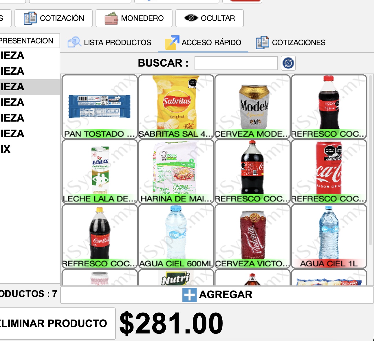 Captura de iSypos: Acceso rapido