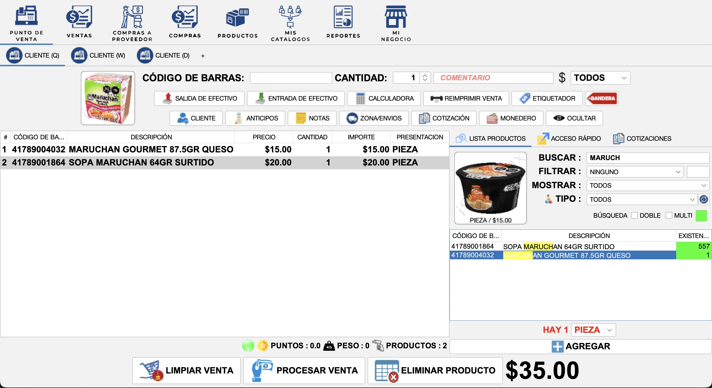 Captura de iSypos: Punto de venta